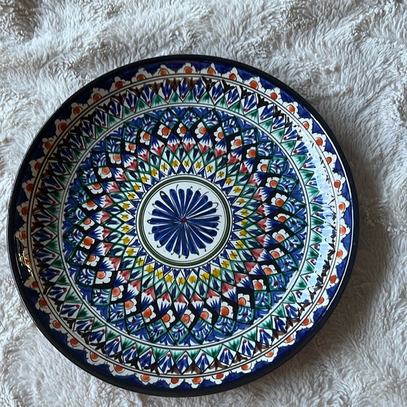Brand New Handpainted  Large Plate From Uzbekistan 13 Inches Diameter - Picture 1 of 5